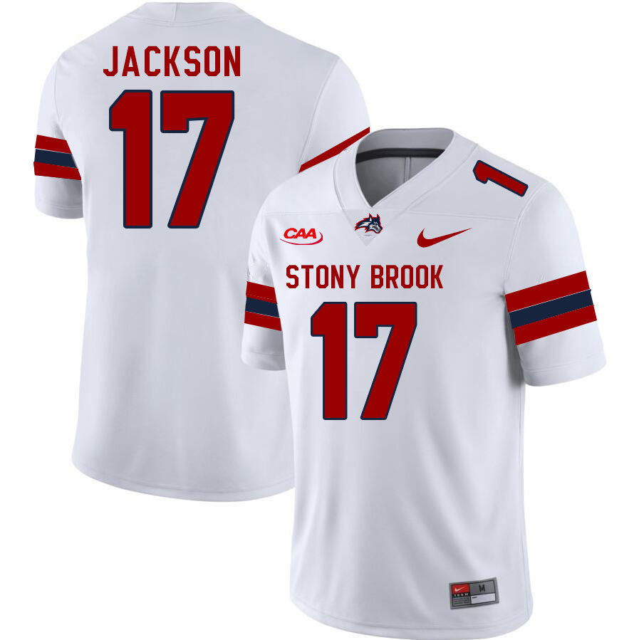 Stony Brook Seawolves #17 Jaidan Jackson College Football Jerseys Stitched Sale-White